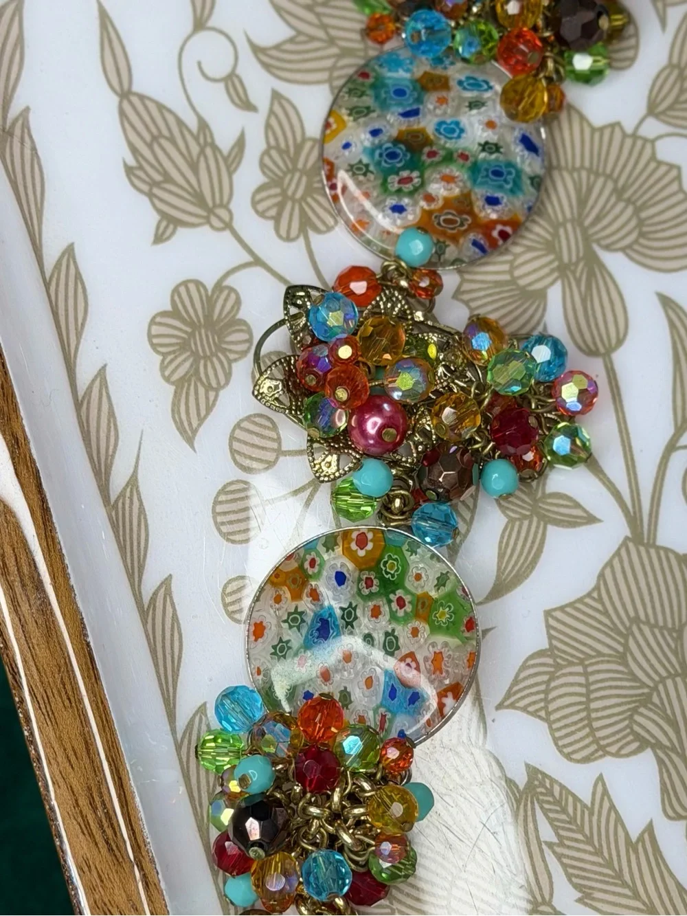 Venetian Millefiori Murano Glass Cluster Bracelet